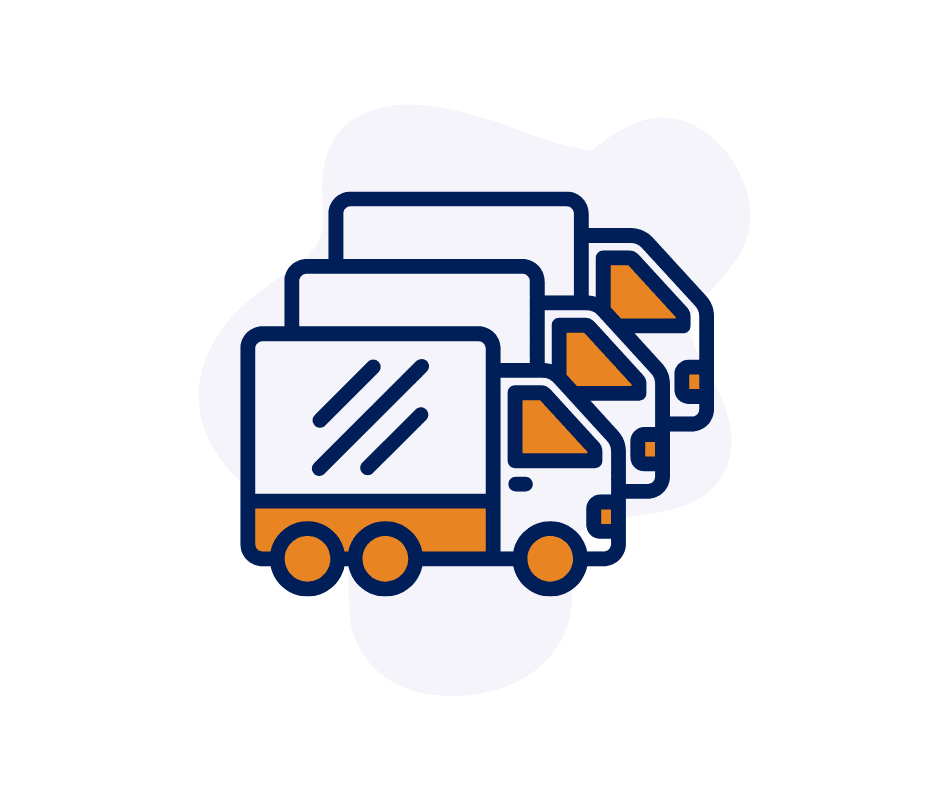Fleet Management Technology illustration showing trucks