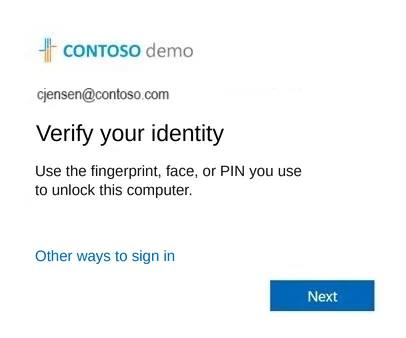 Sign-in prompt asking you to confirm with the fingerprint, face, or PIN used to unlock your computer.