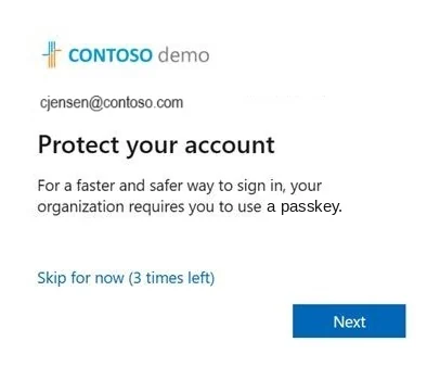 The Protect your account prompt shown after sign-in.